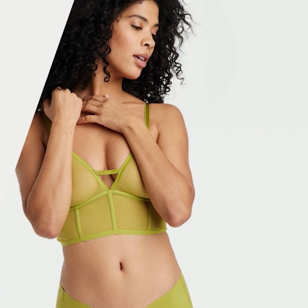 Auden Green Longline Mesh Bralette